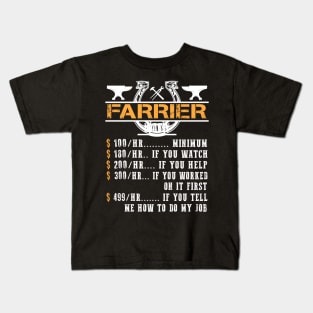 Farrier Hourly Rate T-Shirt Funny Farrier Horse Kids T-Shirt